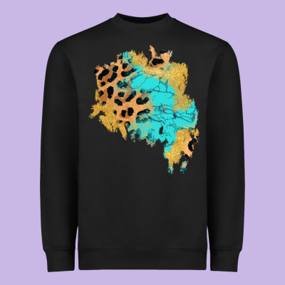 Glitter Leopard Turquoise Patch Heavyweight Sweatshirt Designed By Adodesignshop