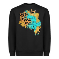 Black glitter leopard turquoise patch Heavyweight Sweatshirt - AdoDesignShop