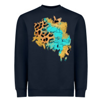 Navy glitter leopard turquoise patch Heavyweight Sweatshirt - AdoDesignShop