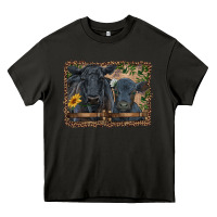 Asphalt western black angus cattle and calf with leopard Heavy Core Tee - RanaPortraitStore