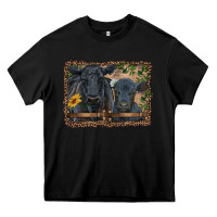 Black western black angus cattle and calf with leopard Heavy Core Tee - RanaPortraitStore