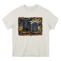 Cream western black angus cattle and calf with leopard Heavy Core Tee - RanaPortraitStore