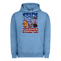 Pigment Pebble Blue Stars and stripes gnomes 4th of july Urban Hoodie - CowGirlArtShop