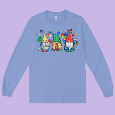 Autism Gnome Long Sleeve Tee Designed By Maliassmallbusiness