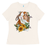 Bone Bunny With Sunflowers Ladies Tee - RanaPortraitStore