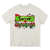 Cream soccer grandma with leopard Heavy Core Tee - Zillion Design Studio