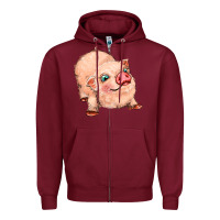 Burgundy pig Zipper Hoodie - MaliasSmallBusiness