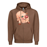 Chestnut pig Zipper Hoodie - MaliasSmallBusiness
