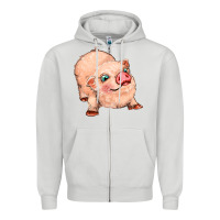 Dove Grey pig Zipper Hoodie - MaliasSmallBusiness