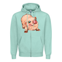Seafoam pig Zipper Hoodie - MaliasSmallBusiness