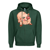 Sports Green pig Zipper Hoodie - MaliasSmallBusiness