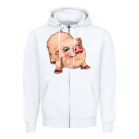 White pig Zipper Hoodie - MaliasSmallBusiness