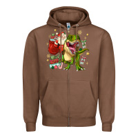 Chestnut Christmas dinosaur Zipper Hoodie - MaliasSmallBusiness
