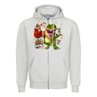 Dove Grey Christmas dinosaur Zipper Hoodie - MaliasSmallBusiness