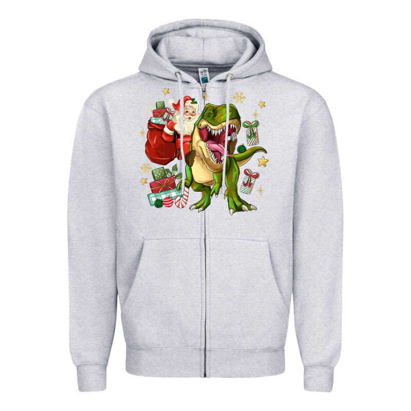 Christmas Dinosaur Zipper Hoodie by MaliasSmallBusiness | Teevron