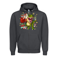 Smoke Christmas dinosaur Zipper Hoodie - MaliasSmallBusiness