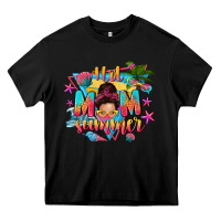 Black hot mom summer with messy bun Heavy Core Tee - texasbilliewilder