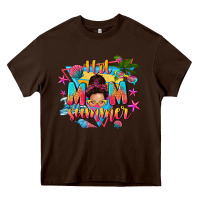 Chocolate Brown hot mom summer with messy bun Heavy Core Tee - texasbilliewilder