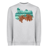 Heather Grey wood leather patch Heavyweight Sweatshirt - AdoDesignShop