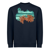Navy wood leather patch Heavyweight Sweatshirt - AdoDesignShop