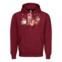 Burgundy mexican pan dulce coffee cups Zipper Hoodie - MaliasSmallBusiness