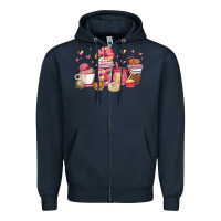 Navy mexican pan dulce coffee cups Zipper Hoodie - MaliasSmallBusiness