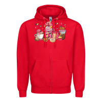 Red mexican pan dulce coffee cups Zipper Hoodie - MaliasSmallBusiness