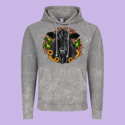 Black Angus Cactus Sunflower Vintage Hoodie Designed By Jahusdesignshop