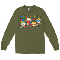 Army Green autism awareness day coffee cups Long Sleeve Tee - MaliasSmallBusiness