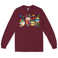 Burgundy autism awareness day coffee cups Long Sleeve Tee - MaliasSmallBusiness