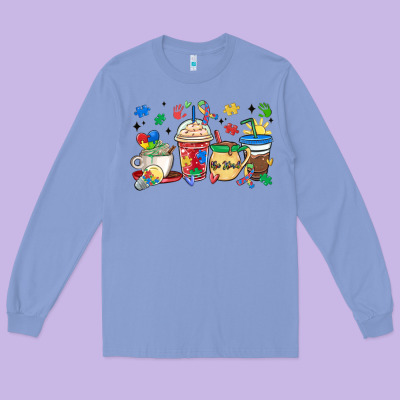 Autism Awareness Day Coffee Cups Long Sleeve Tee Designed By Maliassmallbusiness