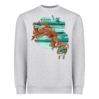 Heather Grey wood leather patch Heavyweight Sweatshirt - AdoDesignShop