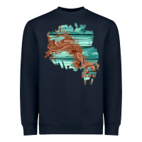 Navy wood leather patch Heavyweight Sweatshirt - AdoDesignShop