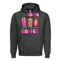 Charcoal Heather dear santa just bring coffee Zipper Hoodie - MaliasSmallBusiness