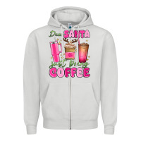 Dove Grey dear santa just bring coffee Zipper Hoodie - MaliasSmallBusiness