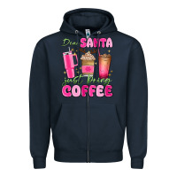 Navy dear santa just bring coffee Zipper Hoodie - MaliasSmallBusiness