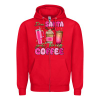 Red dear santa just bring coffee Zipper Hoodie - MaliasSmallBusiness