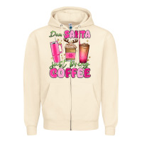 Sandshell dear santa just bring coffee Zipper Hoodie - MaliasSmallBusiness