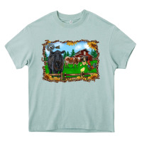 Arona western barnyard black angus cattle longhorn rooster and chicks Heavy Core Tee - RanaPortraitStore
