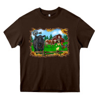 Chocolate Brown western barnyard black angus cattle longhorn rooster and chicks Heavy Core Tee - RanaPortraitStore