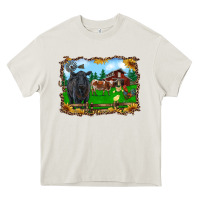 Cream western barnyard black angus cattle longhorn rooster and chicks Heavy Core Tee - RanaPortraitStore