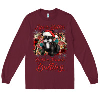 Burgundy christmas life is better with a french bulldog Long Sleeve Tee - JahusDesignShop