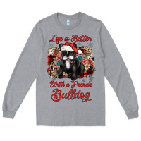 Heather Grey christmas life is better with a french bulldog Long Sleeve Tee - JahusDesignShop