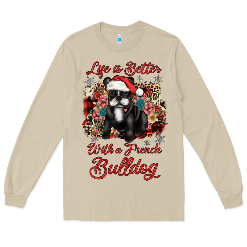Christmas Life Is Better With A French Bulldog Long Sleeve Tee by JahusDesignShop | Teevron