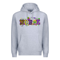 Heather Grey Mardi Gras Day Nurse Premium Hoodie - NancyCooperArtShop