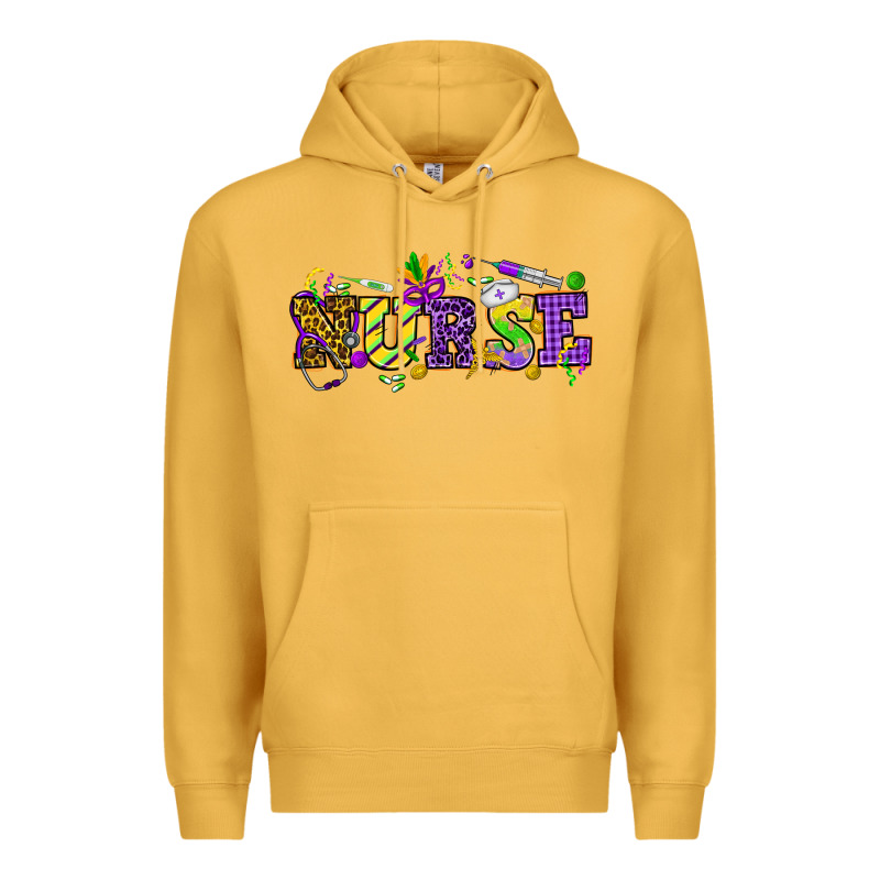 Mardi Gras Day Nurse Premium Hoodie by NancyCooperArtShop | Teevron