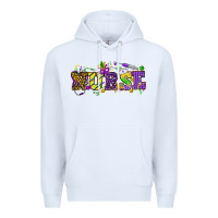 White Mardi Gras Day Nurse Premium Hoodie - NancyCooperArtShop