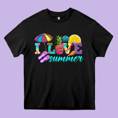 I Love Summer Heavy Core Tee Designed By Texasbilliewilder