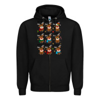 Black christmas reindeers Zipper Hoodie - MaliasSmallBusiness