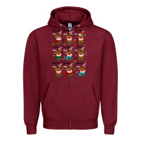 Burgundy christmas reindeers Zipper Hoodie - MaliasSmallBusiness